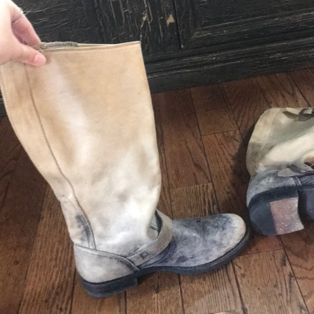 Tan and black Frye boots